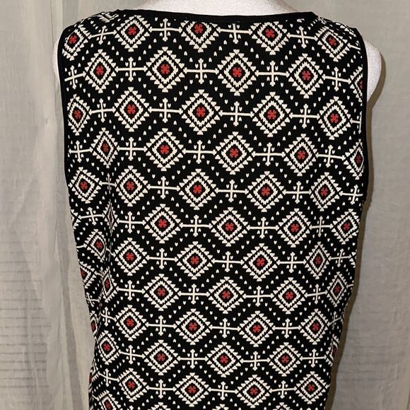 Amber Blue L Black Ivory Multicolored Contrast Sleeveless Light Shift Dress - Picture 4 of 10